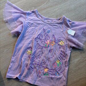 365 Kids from Garanimals purple shirt with ruffles on sleeves, unicorn, size 8